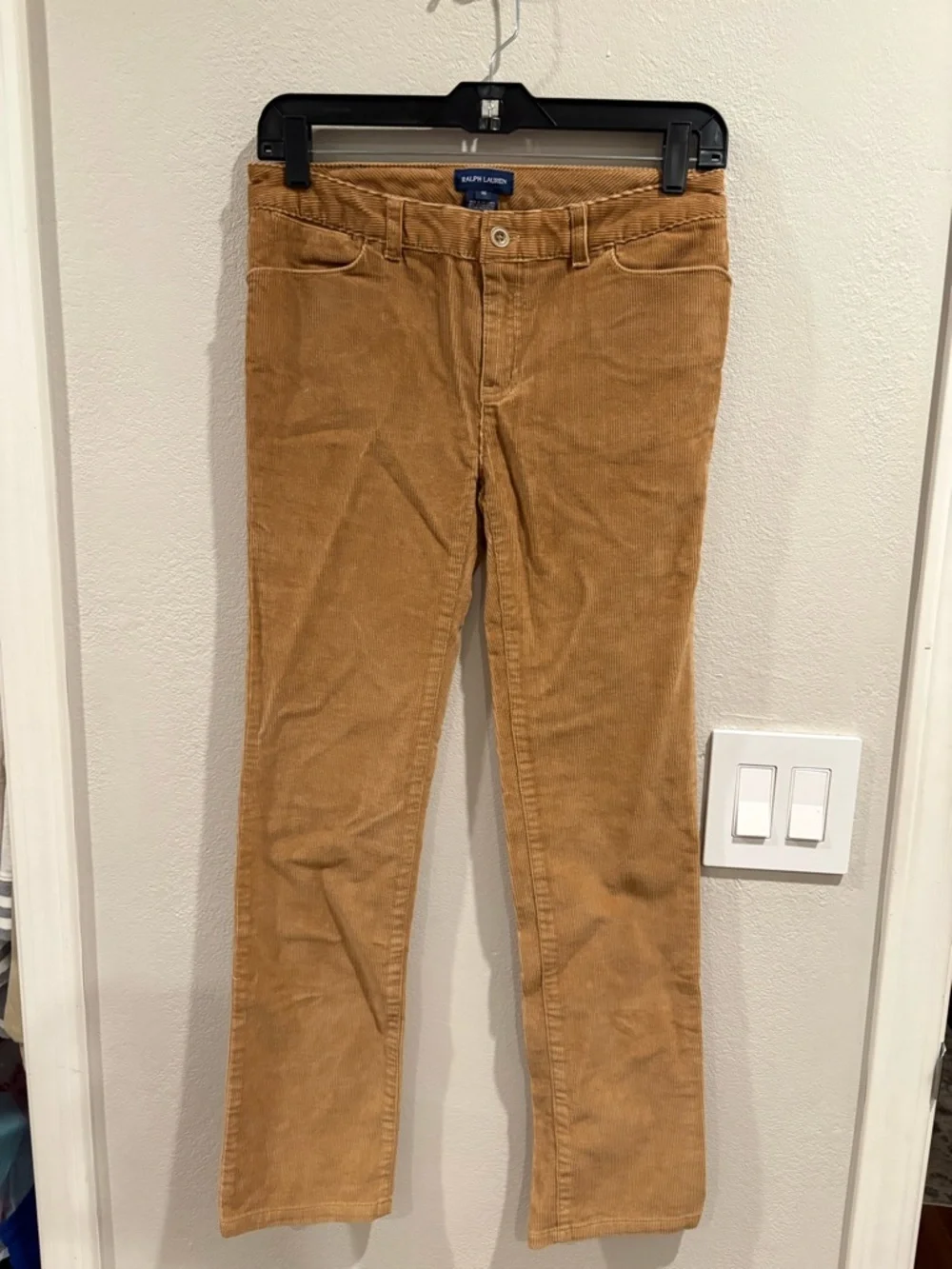 Ralph Lauren Equestrian Girls Camel Color Corduroy Pants Size 16 EUC